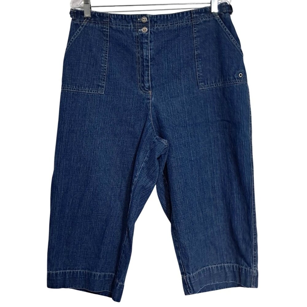 Studio Works Petite‎ Womens Denim Capri Pants Blue Size 16P Cotton Casual